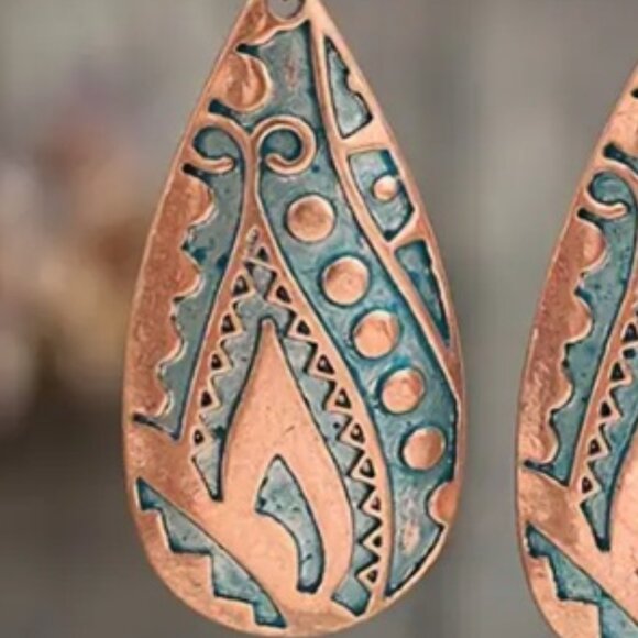 Vintage Antique Bronze Finish Bohemian Chic Dangle Earrings - Picture 3 of 3